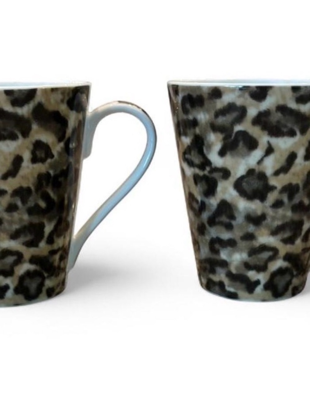 Leopard Print Ceramic Coffee Mugs – Set of 2